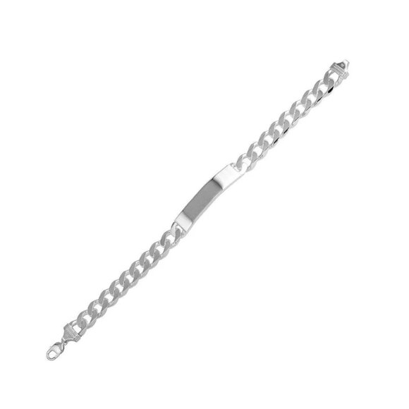 Men Sterling Silver 925 High Polished Engravable ID Super Flat Bracelet 4.5mm